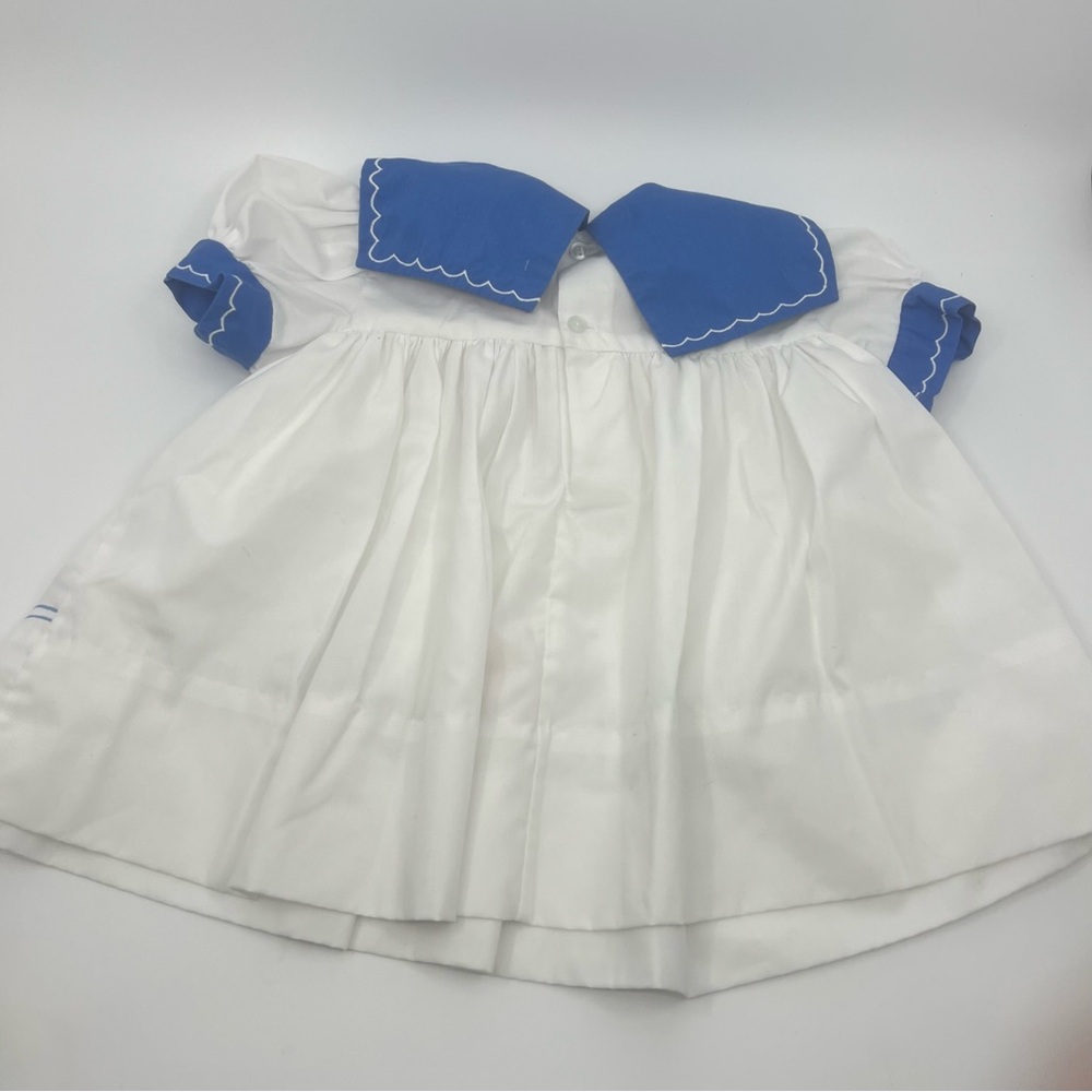 Vintage baby girl white sailor sailboat boat dress collar necktie 24 months - Picture 7 of 12
